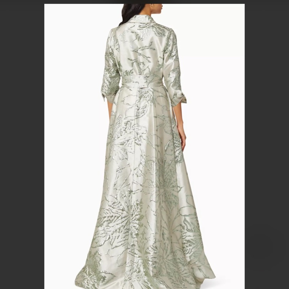 Teri Jon Silver Floral Long Sleeve Dress - Picture 4 of 8